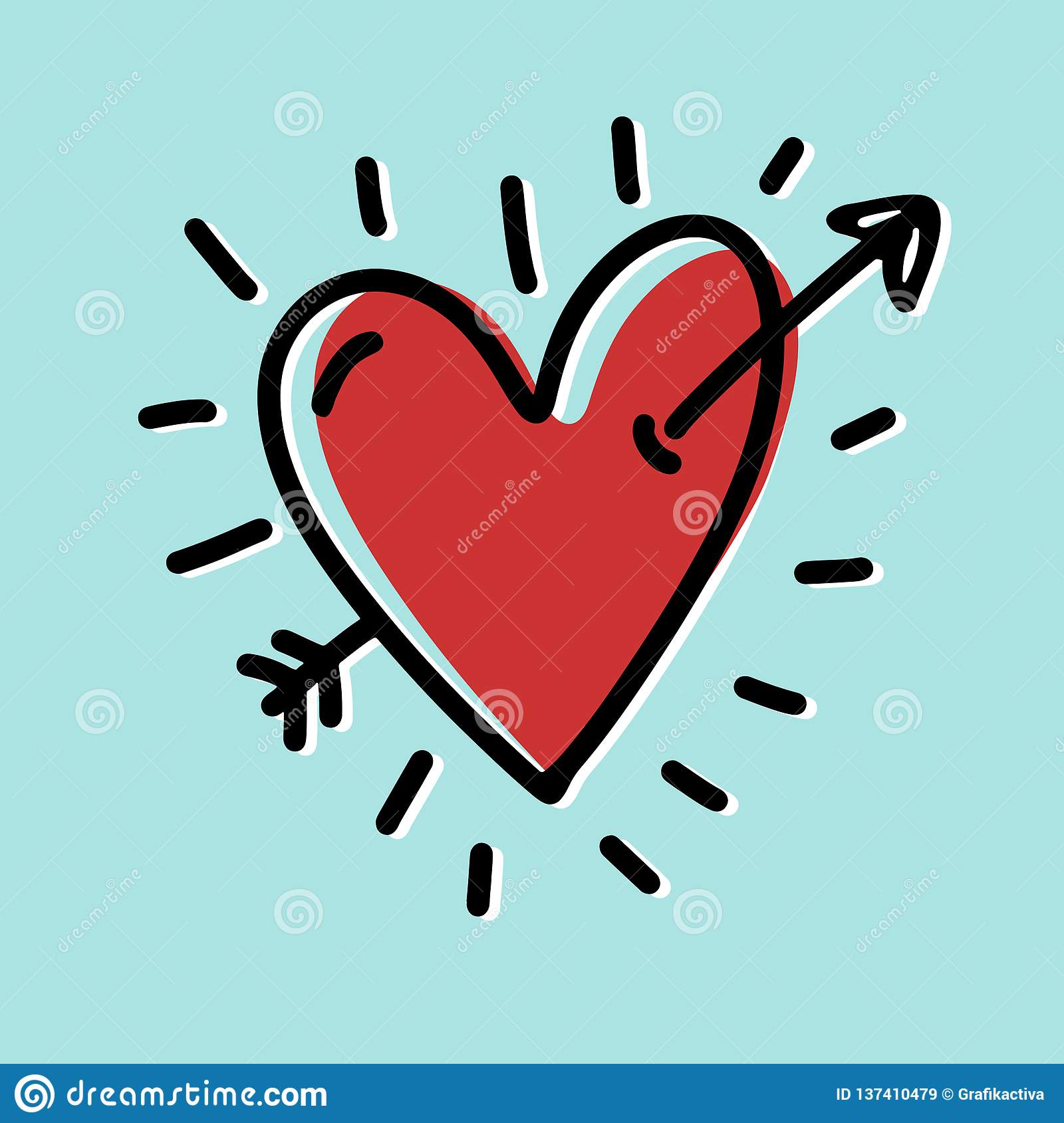 dibujo-del-corazón-con-la-flecha-estilo-divertido-marcadores-y-colores-planos-color-rojo-para-las-promociones-día-de-tarjeta-san-137410479